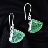 Natural Green Emerald 63 Ct CERTIFIED Fancy 925 Sterling Silver Stone Earring
