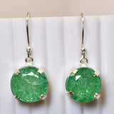 Beautiful Natural Green Emerald 62Ct CERTIFIED Round Earring 925 Sterling Silver