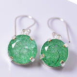 Beautiful Natural Green Emerald 62Ct CERTIFIED Round Earring 925 Sterling Silver