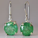 Beautiful Natural Green Emerald 62Ct CERTIFIED Round Earring 925 Sterling Silver