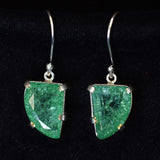 A+ CERTIFIED 925 Sterling Silver 57 Ct Natural Green Emerald Stone Fancy Earring