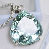 Lab Created 925 Sterling Silver 74 Ct Perfect Pear Cut CERTIFIED Gems Pendant