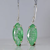 925 Sterling Silver 57 Ct CERTIFIED Earring Natural Marquise Green Emerald Gems