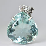 Lab Created 925 Sterling Silver 74 Ct Perfect Pear Cut CERTIFIED Gems Pendant