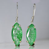 925 Sterling Silver 57 Ct CERTIFIED Earring Natural Marquise Green Emerald Gems