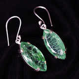 925 Sterling Silver 57 Ct CERTIFIED Earring Natural Marquise Green Emerald Gems