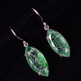 925 Sterling Silver 57 Ct CERTIFIED Earring Natural Marquise Green Emerald Gems