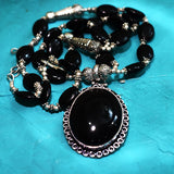 296.2 Ct Natural Certified Onyx Jewelry 925 Stirling Silver Necklace For Party