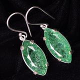 CERTIFIED 925 Sterling Silver 65 Ct Natural Marquise Green Emerald Gems Earring