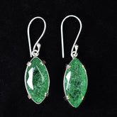 CERTIFIED 925 Sterling Silver 65 Ct Natural Marquise Green Emerald Gems Earring