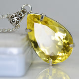 925 Sterling Silver Yellow Topaz Natural Pendant 73.20 Ct Certified Gemstone