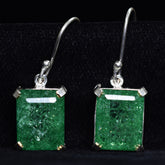 Natural Green Emerald 58 Ct CERTIFIED 925 Sterling Silver Emerald Cut Earring