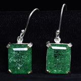 Natural Green Emerald 58 Ct CERTIFIED 925 Sterling Silver Emerald Cut Earring