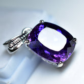24 Ct Natural Cushion 925 Sterling Silver Pendant Purple Tanzanite CERTIFIED