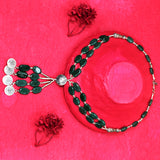 925 Sterling Silver Necklace with 296Ct Certified Natural Green Onyx–26 Gemstone