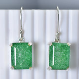 Natural Green Emerald 58 Ct CERTIFIED 925 Sterling Silver Emerald Cut Earring