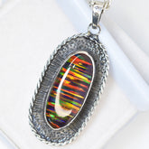 CERTIFIED Natural Fire Opal 43 Ct Multicolor 925 Sterling Silver Gems Pendant