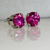 Burmese CERTIFIED Natural Pink Round Ruby 42.30 Ct Earring Pair Free Delivery