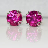 Burmese CERTIFIED Natural Pink Round Ruby 42.30 Ct Earring Pair Free Delivery
