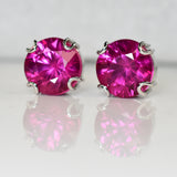 Burmese CERTIFIED Natural Pink Round Ruby 42.30 Ct Earring Pair Free Delivery