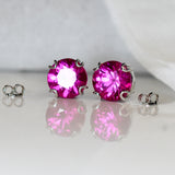 Burmese CERTIFIED Natural Pink Round Ruby 42.30 Ct Earring Pair Free Delivery