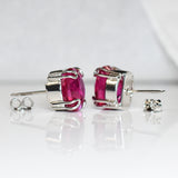 Burmese CERTIFIED Natural Pink Round Ruby 42.30 Ct Earring Pair Free Delivery