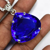 CERTIFIED 113.3 Ct Blue Tanzanite 925 Sterling Silver Gems Pendant Free Delivery