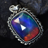 CERTIFIED Natural Opal Cushion Cut 35.65 Ct Certified Sterling Silver Pendant