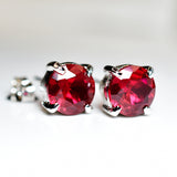 Natural Mozambique Red Ruby 16.10 Ct CERTIFIED Round Cut Earring Pair Free Gift