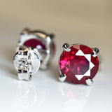 Natural Mozambique Red Ruby 16.10 Ct CERTIFIED Round Cut Earring Pair Free Gift