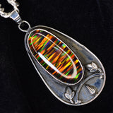 925 Sterling Silver 46 Ct Natural Beautiful Opal Gemstone Oval Pendant Certified