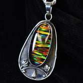 925 Sterling Silver 46 Ct Natural Beautiful Opal Gemstone Oval Pendant Certified