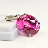 26.95 Ct Pink Tourmaline 925 Sterling Silver Natural Pendant CERTIFIED Gemstone