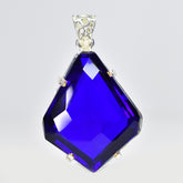 A+ Quality 87.5 Ct CERTIFIED Tanzanite 925 Sterling Silver Blue Fancy Pendant