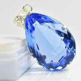 Blue Sapphire 104.95 Ct CERTIFIED Pear 925 Sterling Silver Gemstone Pendant