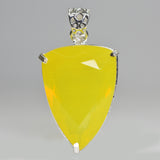 CERTIFIED 76.2 Ct Yellow Opal 925 Sterling Silver A Grade Fancy Gemstone Pendant