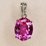 CERTIFIED Pink Sapphire 22 Ct Natural Oval Pendant 925 Sterling Silver Gemstone