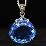Lab CREATED 110.9 Ct CERTIFIED Blue Topaz Pear Pendant A Grade Jewelry Gems