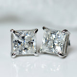 Beautiful Synthetic Moissanite 17 Ct CERTIFIED Square White Gems Earring Pair