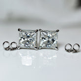 Beautiful Synthetic Moissanite 17 Ct CERTIFIED Square White Gems Earring Pair