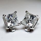 Beautiful Synthetic Moissanite 17 Ct CERTIFIED Square White Gems Earring Pair