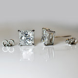 Beautiful Synthetic Moissanite 17 Ct CERTIFIED Square White Gems Earring Pair