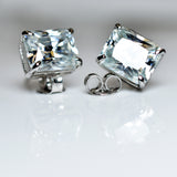 Beautiful Emerald 16.60 Ct Synthetic White Moissanite Earring Pair Free Delivery