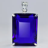 Brazilian CERTIFIED 165.3 Ct Topaz Pendant 925 Sterling Silver Blue Emerald Gems