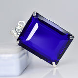 Brazilian CERTIFIED 165.3 Ct Topaz Pendant 925 Sterling Silver Blue Emerald Gems