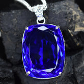 AAA++ CERTIFIED 141.7 Ct Sapphire 925 Sterling Silver Blue Gems Cushion Pendant