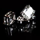 Flawless Emerald Cut 17.15 Ct Synthetic White Moissanite Earring Pair Free Gift