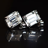 Flawless Emerald Cut 17.15 Ct Synthetic White Moissanite Earring Pair Free Gift