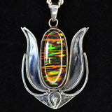 Natual AA++ CERTIFIED 59 Ct Oval Cut Opal 925 Sterling Silver Gemstone Pendant