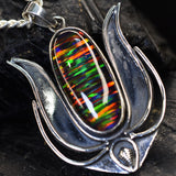 Natual AA++ CERTIFIED 59 Ct Oval Cut Opal 925 Sterling Silver Gemstone Pendant